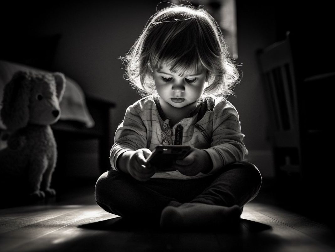 Ребенок играет с телефоном